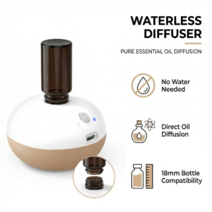 Waterless Essential Oil Diffuser, Waterless Diffusers for Essential Oils, Aromatherapy Diffuser with USB Charging 1000mAh Battery, 2 Spray Modes | OEM Factory
