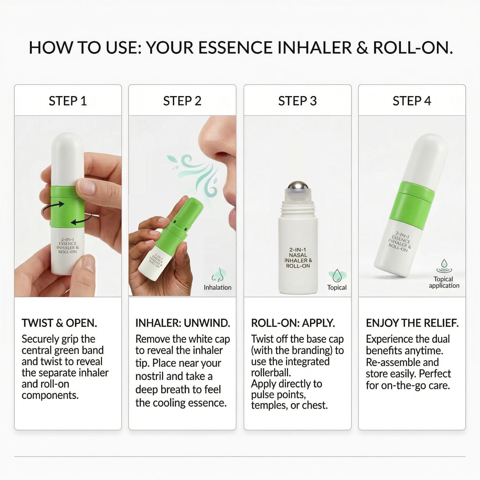 2-in-1 Roll-on Inhaler Use