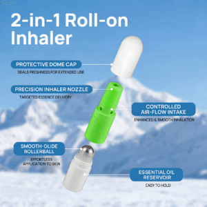2-in-1 Roll-On Inhaler Stick – Dual-Use Aromatherapy Tool with Stainless Steel Rollerball & Personal Inhaler for Essential Oils, Perfect for Stress Relief, Focus, Sleep, Travel, Home, Office | Factory Wholesale