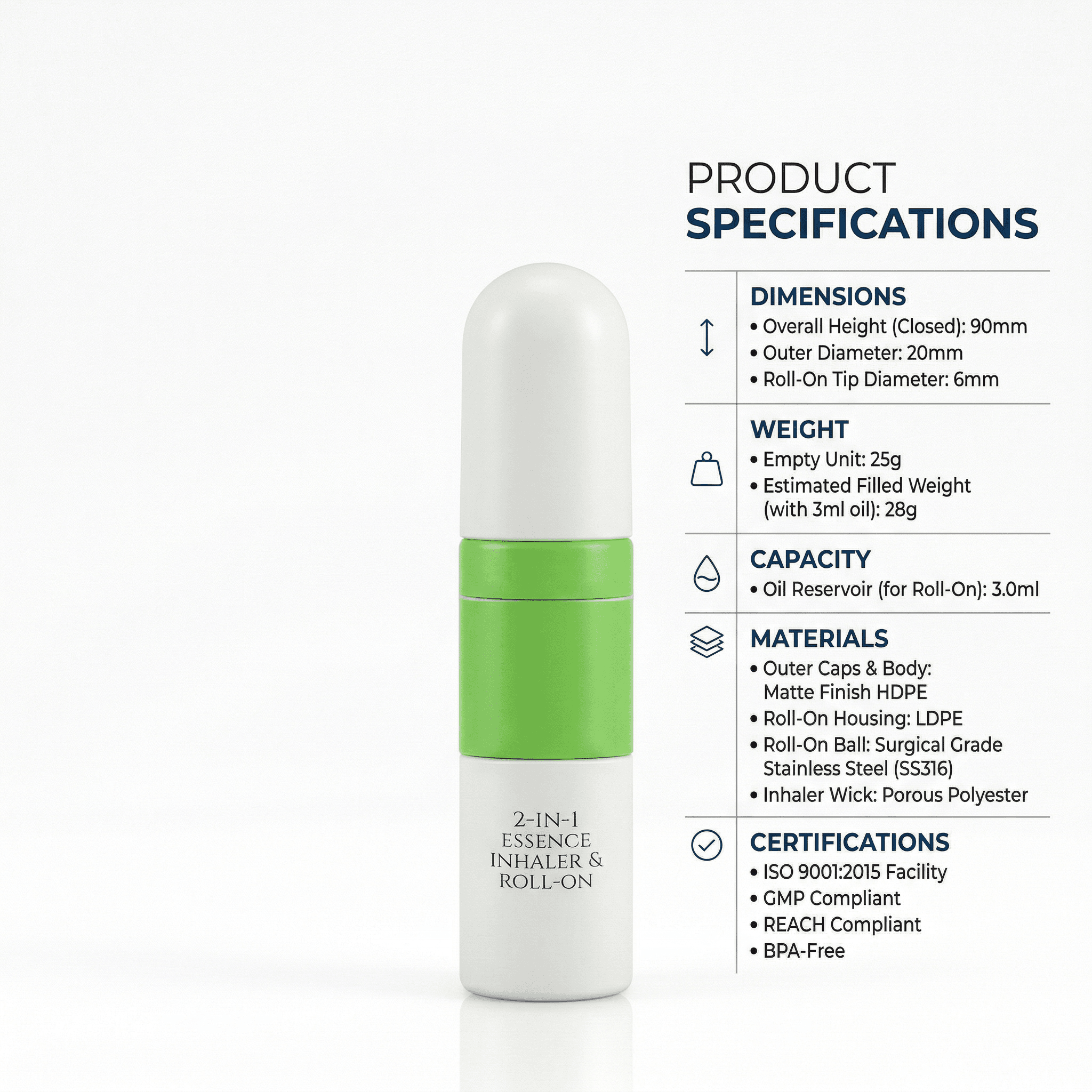 2-in-1 Roll-On Inhaler Stick – Dual-Use Aromatherapy Tool with Stainless Steel Rollerball & Personal Inhaler for Essential Oils, Perfect for Stress Relief, Focus, Sleep, Travel, Home, Office | Factory Wholesale - Image 8